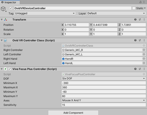 MAGES SDK - Inspector Vive Focus Plus Controller