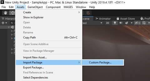 Package Import on Unity Editor