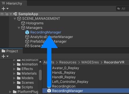 Placing the Recording Manager Prefab