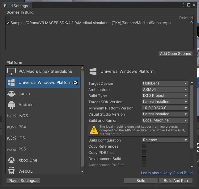 HoloLens 2 Build Settings