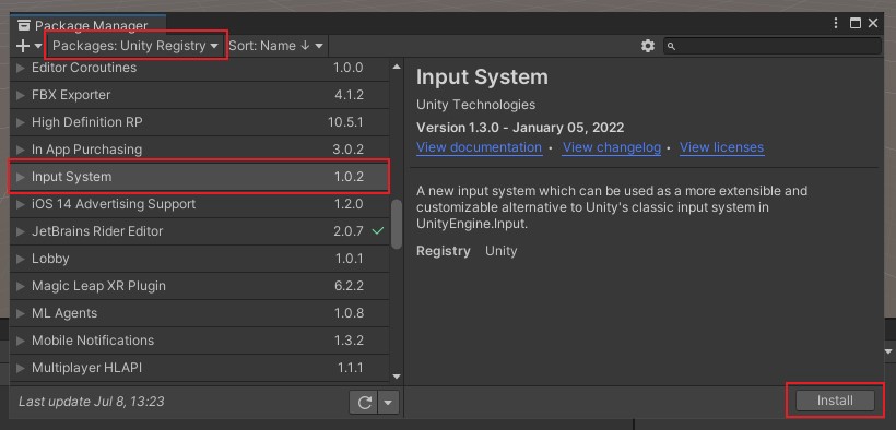 Checking if the Unity input system is installed