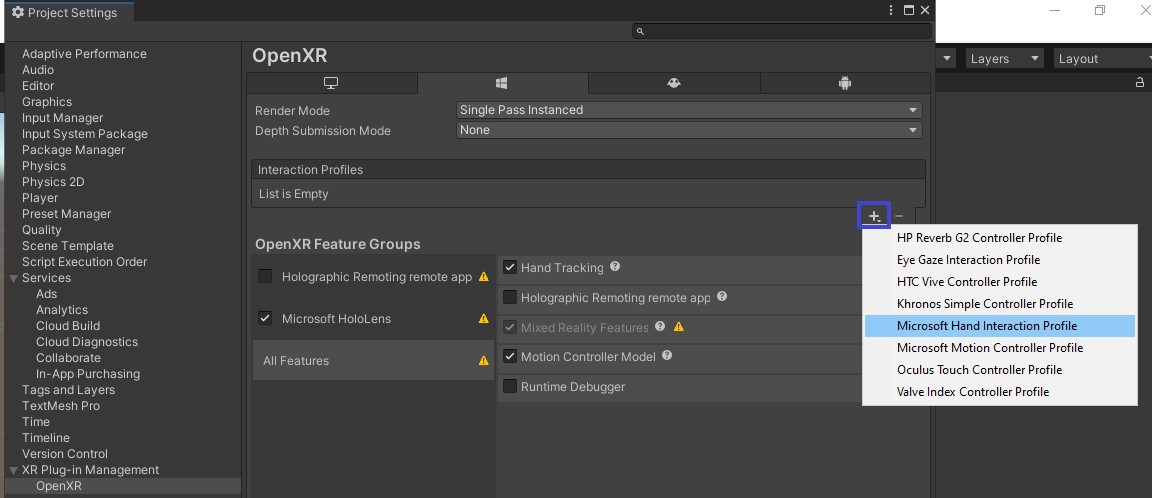 Adding the hand interaction profile on OpenXR