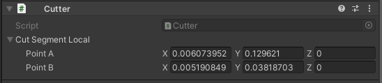 The cutter inspector, having two fields for selecting two points on the tool to act as a blade.