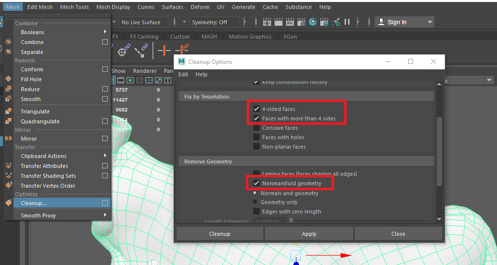 bowel cleanup in maya