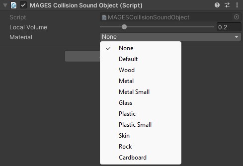 Choosing Collision Sound Materials